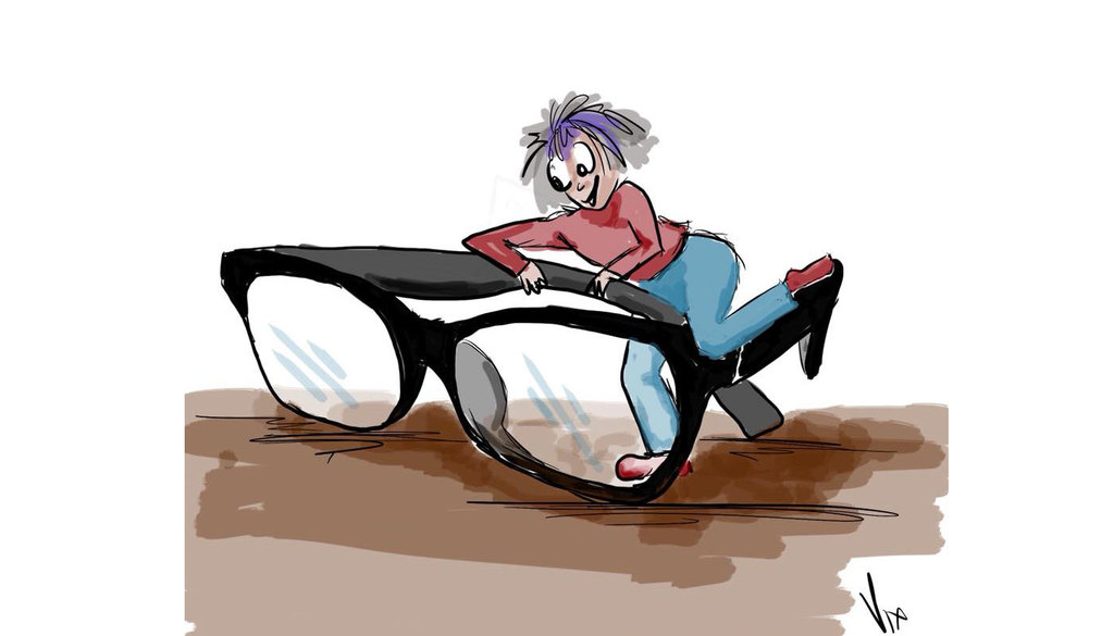 Cartoon of giant eyeglasses